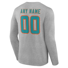 Miami Dolphins Team Authentic Personalized Name & Number Long Sleeve T-Shirt | NFL On sale