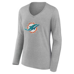 Miami Dolphins Women's Team Authentic Personalized Name & Number Long Sleeve V-Neck T-Shirt | NFL Hot