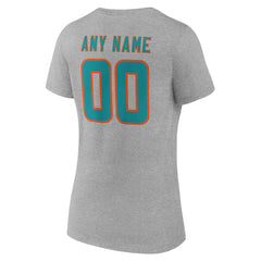 Miami Dolphins Women's Team Authentic Personalized Name & Number V-Neck T-Shirt | NFL Outlet