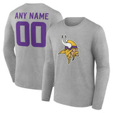Minnesota Vikings Team Authentic Personalized Name & Number Long Sleeve T-Shirt | NFL Online