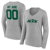 New York Jets Women's Team Authentic Personalized Name & Number Long Sleeve V-Neck T-Shirt | NFL Online