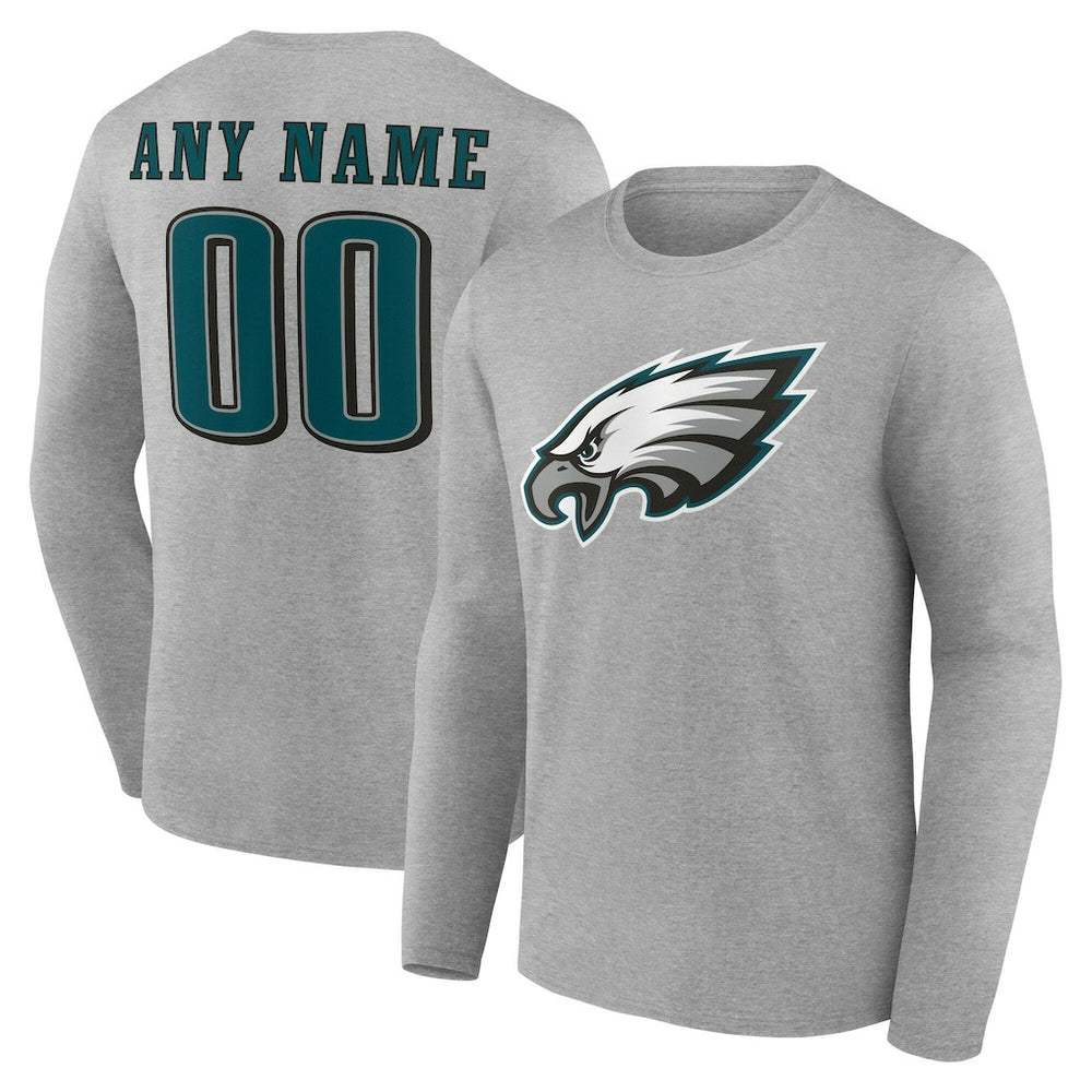 Philadelphia Eagles Team Authentic Personalized Name & Number Long Sleeve T-Shirt | NFL New