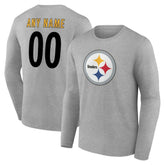Pittsburgh Steelers Team Authentic Personalized Name & Number Long Sleeve T-Shirt | NFL Discount