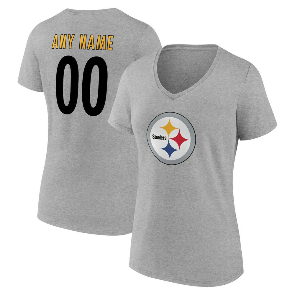 Pittsburgh Steelers Women's Team Authentic Personalized Name & Number V-Neck T-Shirt | NFL On sale