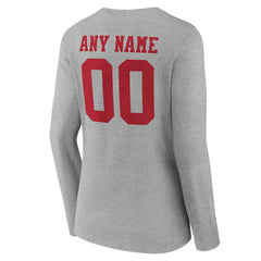 San Francisco 49ers Women's Team Authentic Personalized Name & Number Long Sleeve V-Neck T-Shirt | NFL New