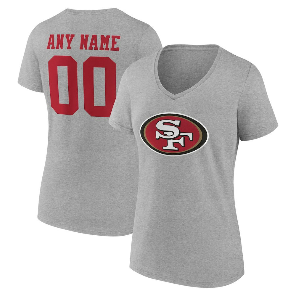 San Francisco 49ers Women's Team Authentic Personalized Name & Number V-Neck T-Shirt | NFL Sale