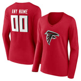 Atlanta Falcons Women's Team Authentic Personalized Name & Number Long Sleeve V-Neck T-Shirt | NFL On sale