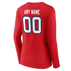 Buffalo Bills Women's Team Authentic Personalized Name & Number Long Sleeve V-Neck T-Shirt | NFL Sale