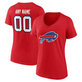 Buffalo Bills Women's Team Authentic Personalized Name & Number V-Neck T-Shirt | NFL Hot