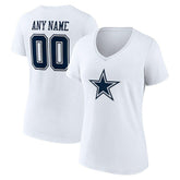 Dallas Cowboys Women's Team Authentic Personalized Name & Number V-Neck T-Shirt | NFL Discount