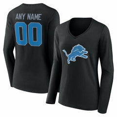 Detroit Lions Women's Team Authentic Personalized Name & Number Long Sleeve V-Neck T-Shirt | NFL Hot