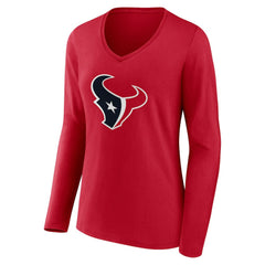 Houston Texans Women's Team Authentic Personalized Name & Number Long Sleeve V-Neck T-Shirt | NFL Discount