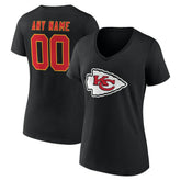 Kansas City Chiefs Women's Team Authentic Personalized Name & Number V-Neck T-Shirt | NFL Sale