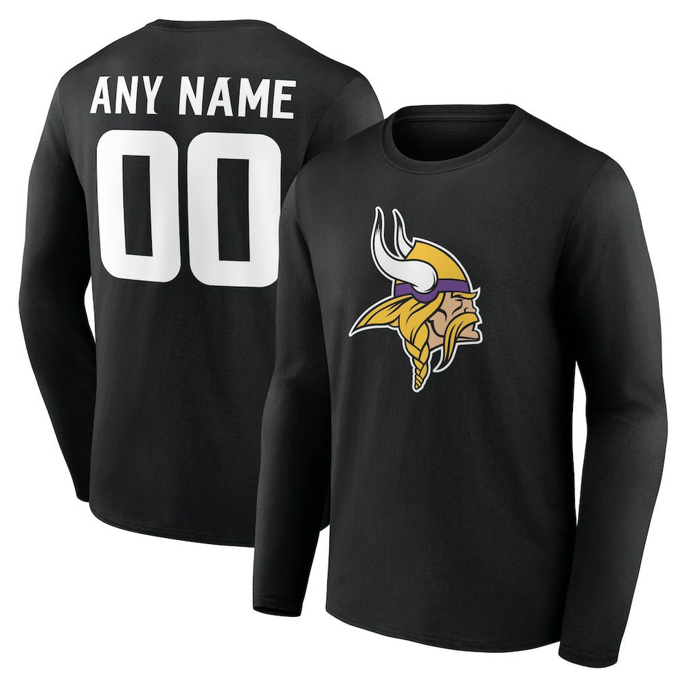 Minnesota Vikings Team Authentic Personalized Name & Number Long Sleeve T-Shirt | NFL Outlet