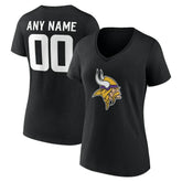 Minnesota Vikings Women's Team Authentic Personalized Name & Number V-Neck T-Shirt | NFL Sale