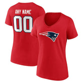 New England Patriots Women's Team Authentic Personalized Name & Number V-Neck T-Shirt | NFL Discount