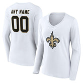 New Orleans Saints Women's Team Authentic Personalized Name & Number Long Sleeve V-Neck T-Shirt | NFL Outlet