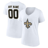 New Orleans Saints Women's Team Authentic Personalized Name & Number V-Neck T-Shirt | NFL US