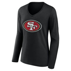 San Francisco 49ers Women's Team Authentic Personalized Name & Number Long Sleeve V-Neck T-Shirt | NFL Outlet