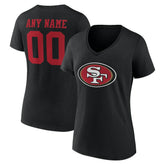 San Francisco 49ers Women's Team Authentic Personalized Name & Number V-Neck T-Shirt | NFL Online