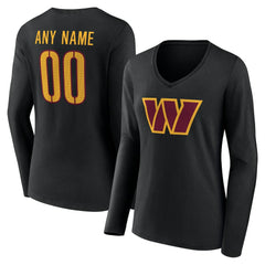 Washington Commanders Women's Team Authentic Personalized Name & Number Long Sleeve V-Neck T-Shirt | NFL Hot