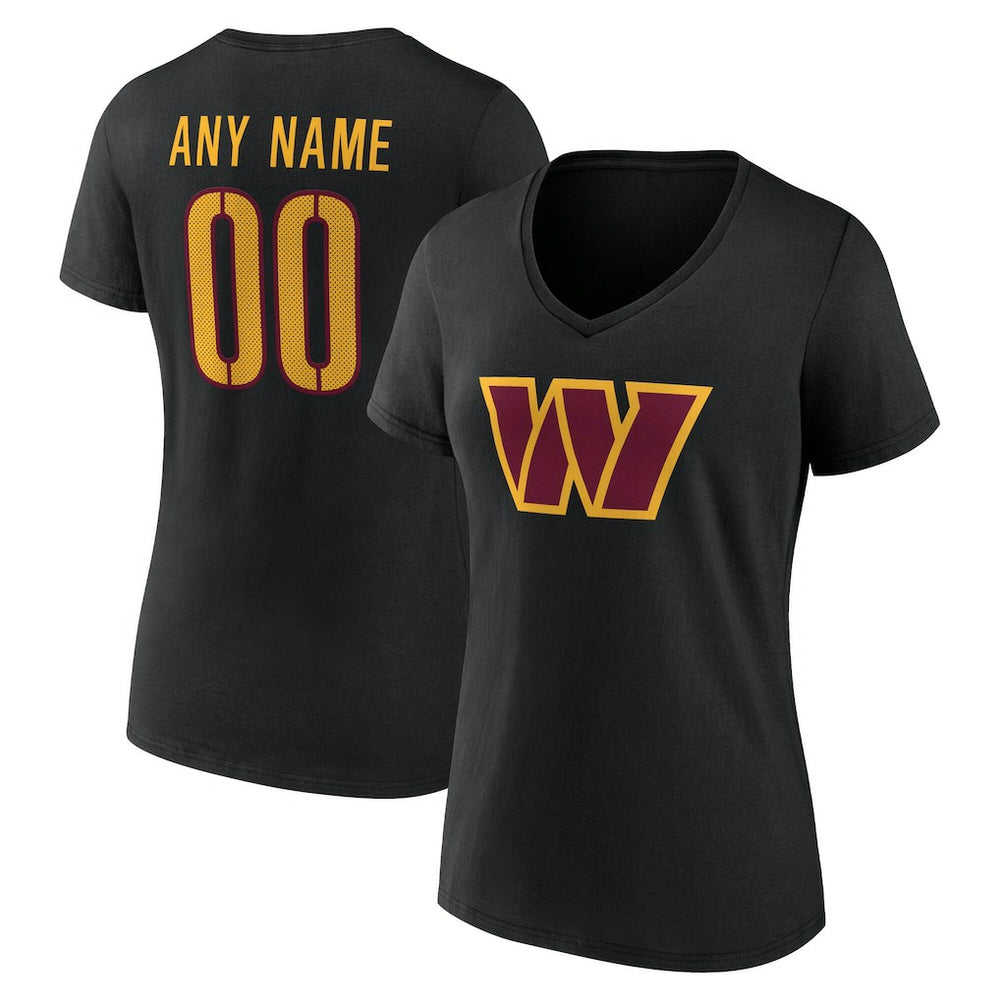 Washington Commanders Women's Team Authentic Personalized Name & Number V-Neck T-Shirt | NFL New