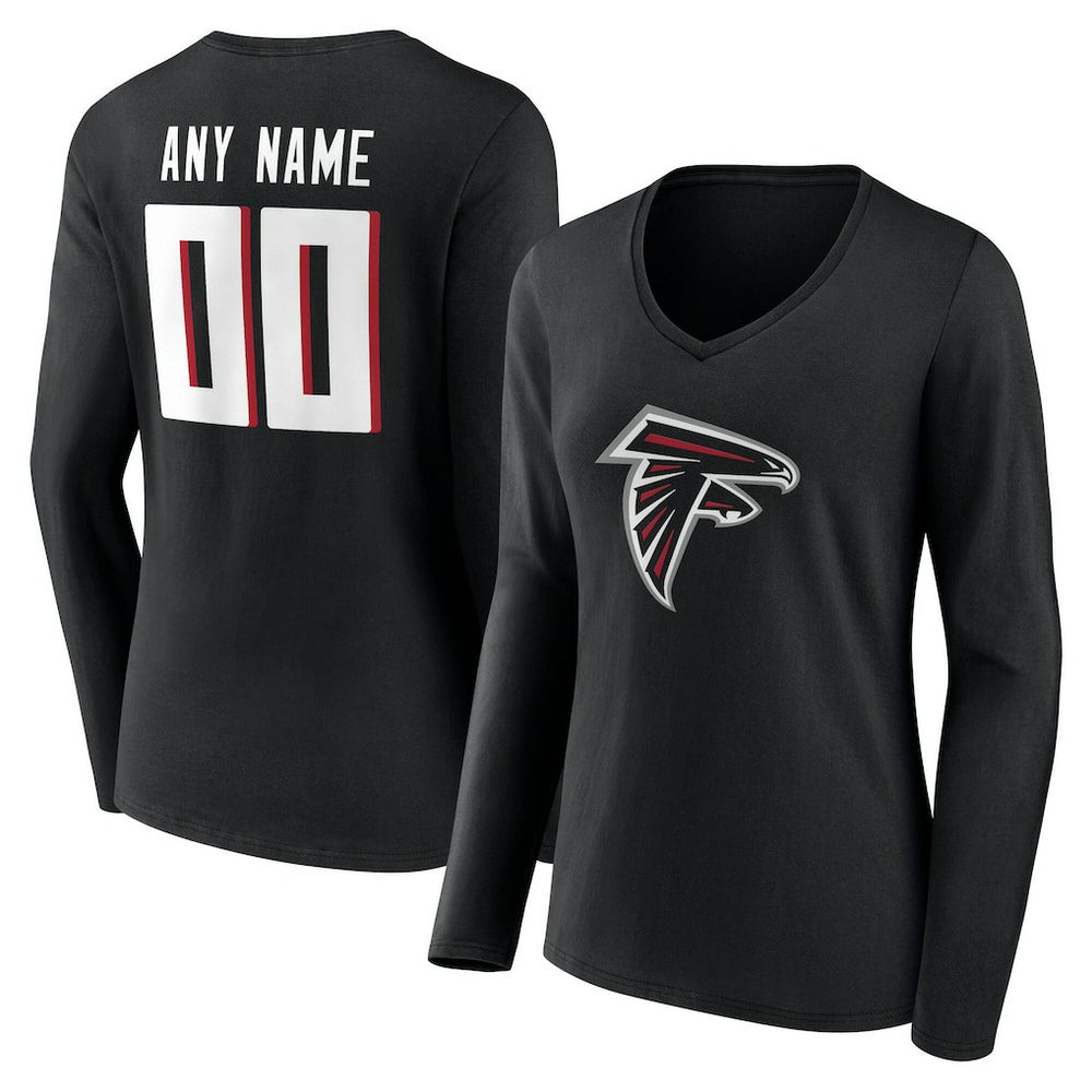 Atlanta Falcons Women's Team Authentic Personalized Name & Number Long Sleeve V-Neck T-Shirt | NFL Hot