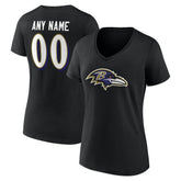 Baltimore Ravens Women's Team Authentic Personalized Name & Number V-Neck T-Shirt | NFL On sale