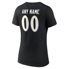 Baltimore Ravens Women's Team Authentic Personalized Name & Number V-Neck T-Shirt | NFL On sale