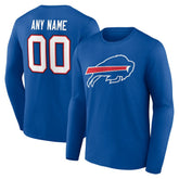 Buffalo Bills Team Authentic Personalized Name & Number Long Sleeve T-Shirt | NFL Discount