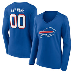 Buffalo Bills Women's Team Authentic Personalized Name & Number Long Sleeve V-Neck T-Shirt | NFL US