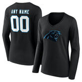 Carolina Panthers Women's Team Authentic Personalized Name & Number Long Sleeve V-Neck T-Shirt | NFL Sale