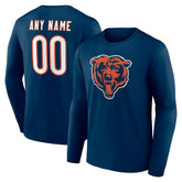 Chicago Bears Team Authentic Personalized Name & Number Long Sleeve T-Shirt | NFL Hot