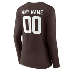 Cleveland Browns Women's Team Authentic Personalized Name & Number Long Sleeve V-Neck T-Shirt | NFL On sale