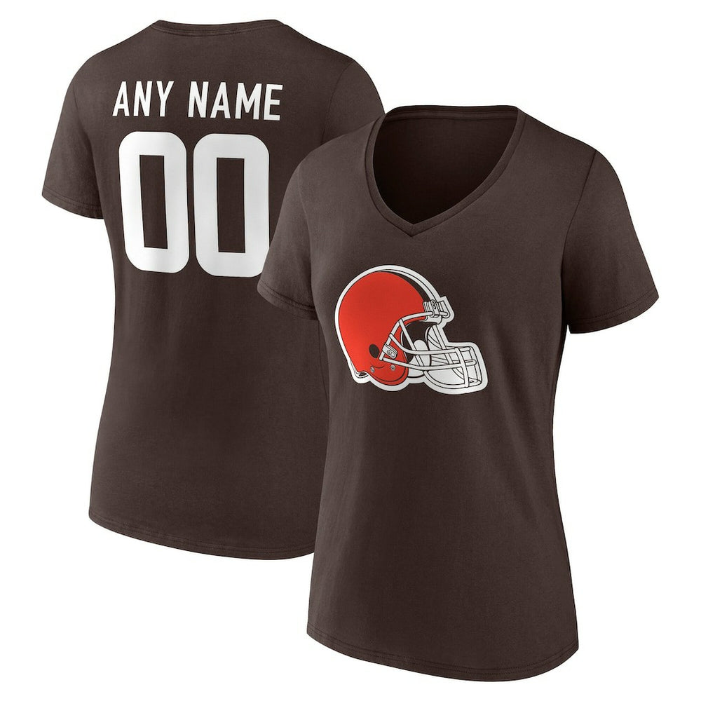 Cleveland Browns Women's Team Authentic Personalized Name & Number V-Neck T-Shirt | NFL Sale