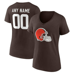 Cleveland Browns Women's Team Authentic Personalized Name & Number V-Neck T-Shirt | NFL Sale