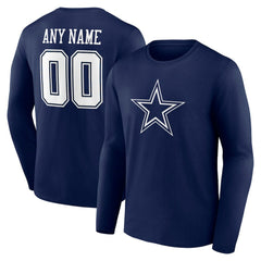 Dallas Cowboys Team Authentic Personalized Name & Number Long Sleeve T-Shirt | NFL Discount