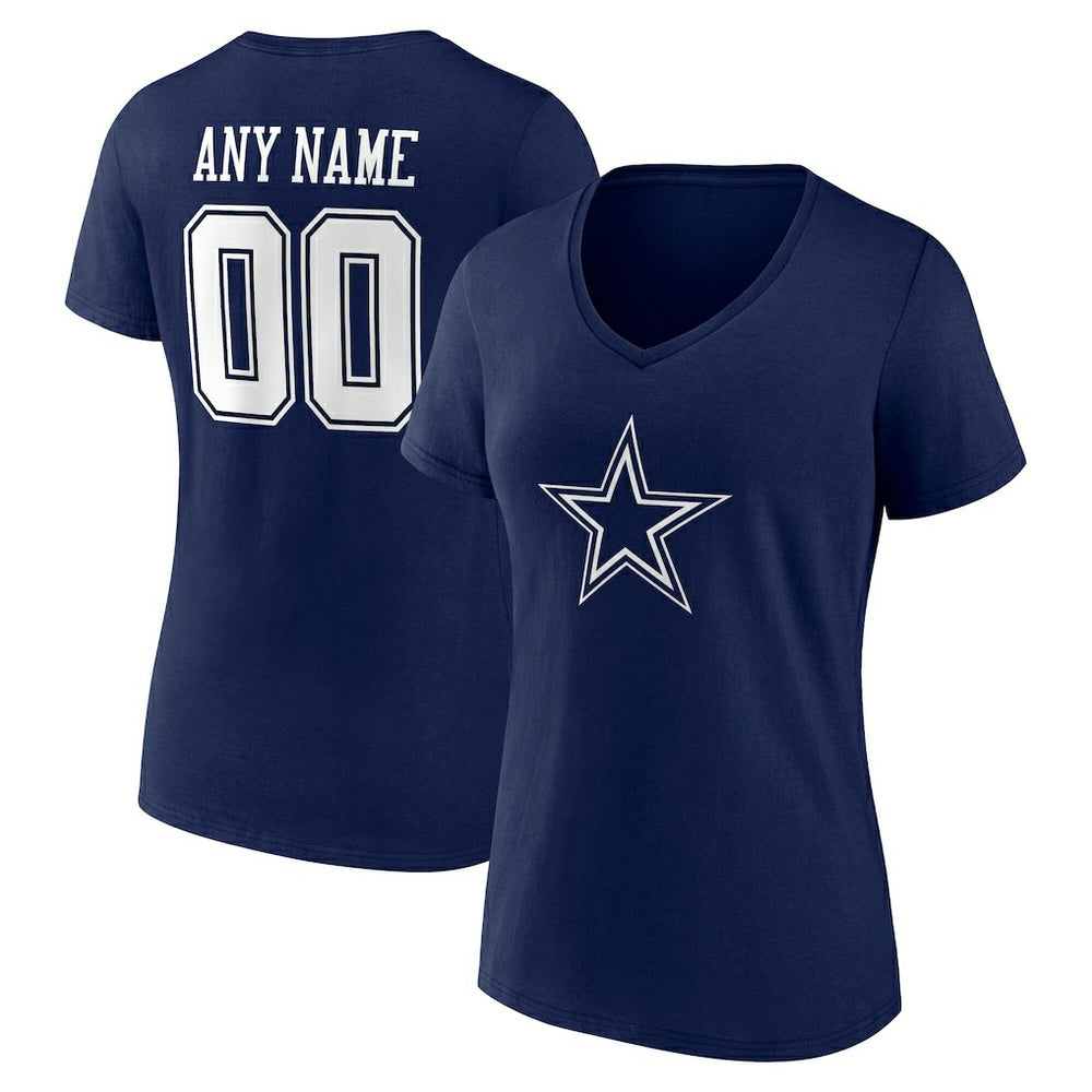 Dallas Cowboys Women's Team Authentic Personalized Name & Number V-Neck T-Shirt | NFL Outlet