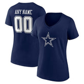 Dallas Cowboys Women's Team Authentic Personalized Name & Number V-Neck T-Shirt | NFL Outlet