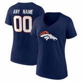 Denver Broncos Women's Team Authentic Personalized Name & Number V-Neck T-Shirt | NFL New