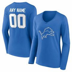 Detroit Lions Women's Team Authentic Personalized Name & Number Long Sleeve V-Neck T-Shirt | NFL Sale