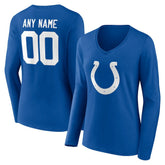 Indianapolis Colts Women's Team Authentic Personalized Name & Number Long Sleeve V-Neck T-Shirt | NFL Hot