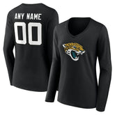 Jacksonville Jaguars Women's Team Authentic Personalized Name & Number Long Sleeve V-Neck T-Shirt | NFL Discount