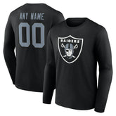 Las Vegas Raiders Team Authentic Personalized Name & Number Long Sleeve T-Shirt | NFL Discount