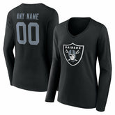 Las Vegas Raiders Women's Team Authentic Personalized Name & Number Long Sleeve V-Neck T-Shirt | NFL New