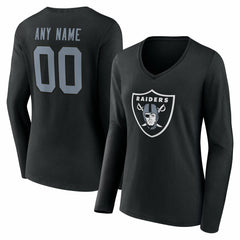 Las Vegas Raiders Women's Team Authentic Personalized Name & Number Long Sleeve V-Neck T-Shirt | NFL New