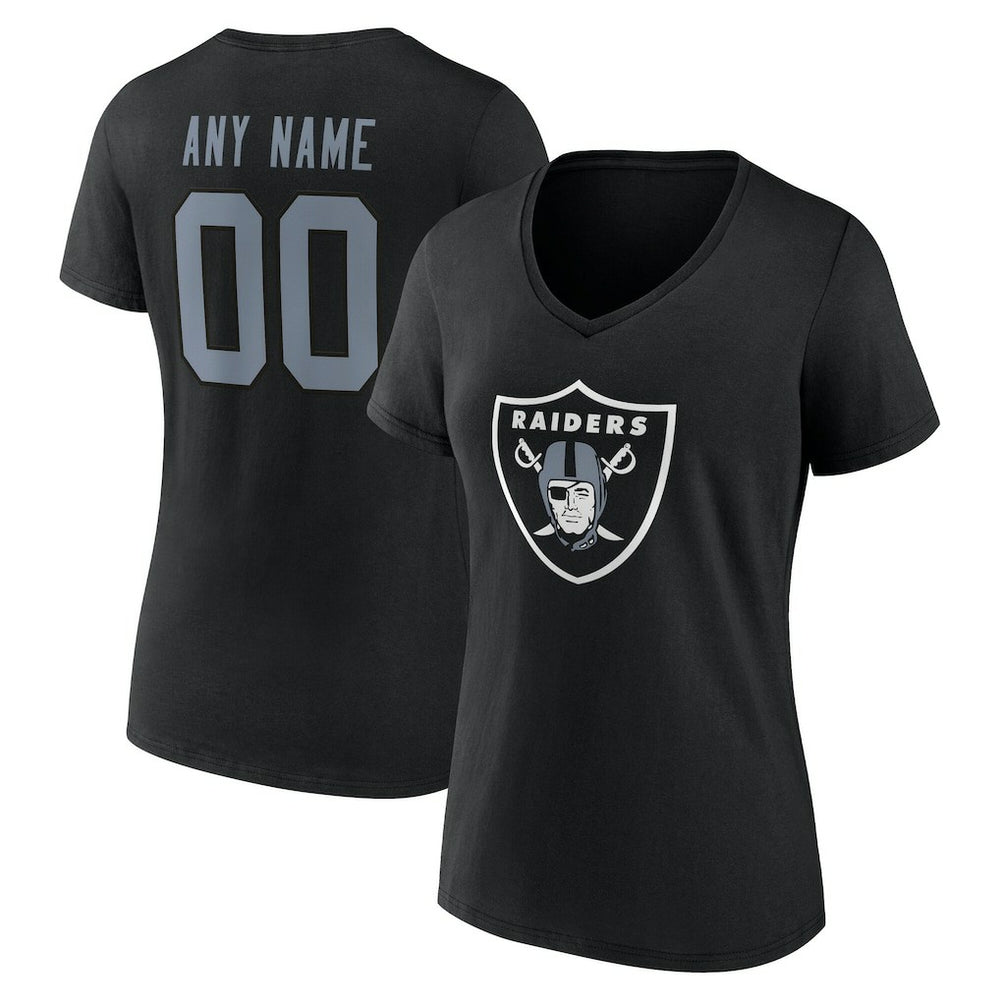 Las Vegas Raiders Women's Team Authentic Personalized Name & Number V-Neck T-Shirt | NFL Discount