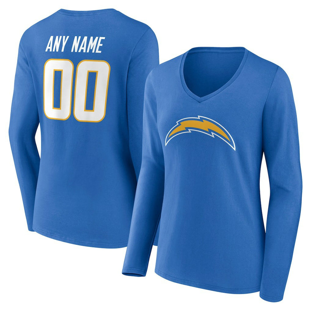 Los Angeles Chargers Women's Team Authentic Personalized Name & Number Long Sleeve V-Neck T-Shirt | NFL US