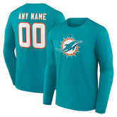 Miami Dolphins Team Authentic Personalized Name & Number Long Sleeve T-Shirt | NFL Outlet
