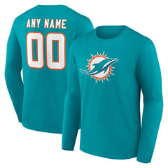 Miami Dolphins Team Authentic Personalized Name & Number Long Sleeve T-Shirt | NFL Outlet